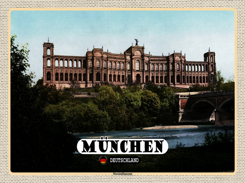 [LA-1792718-H] Holzschild 30x40 cm München Maximilianeum Bildmotiv Reisemotiv Abenteuer Reisen