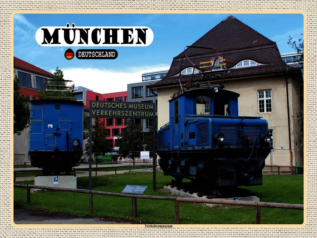 [LA-1792725-H] Holzschild 30x40 cm München Deutsches Verkerhsmuseum Bildmotiv Reisemotiv Abenteuer Reisen