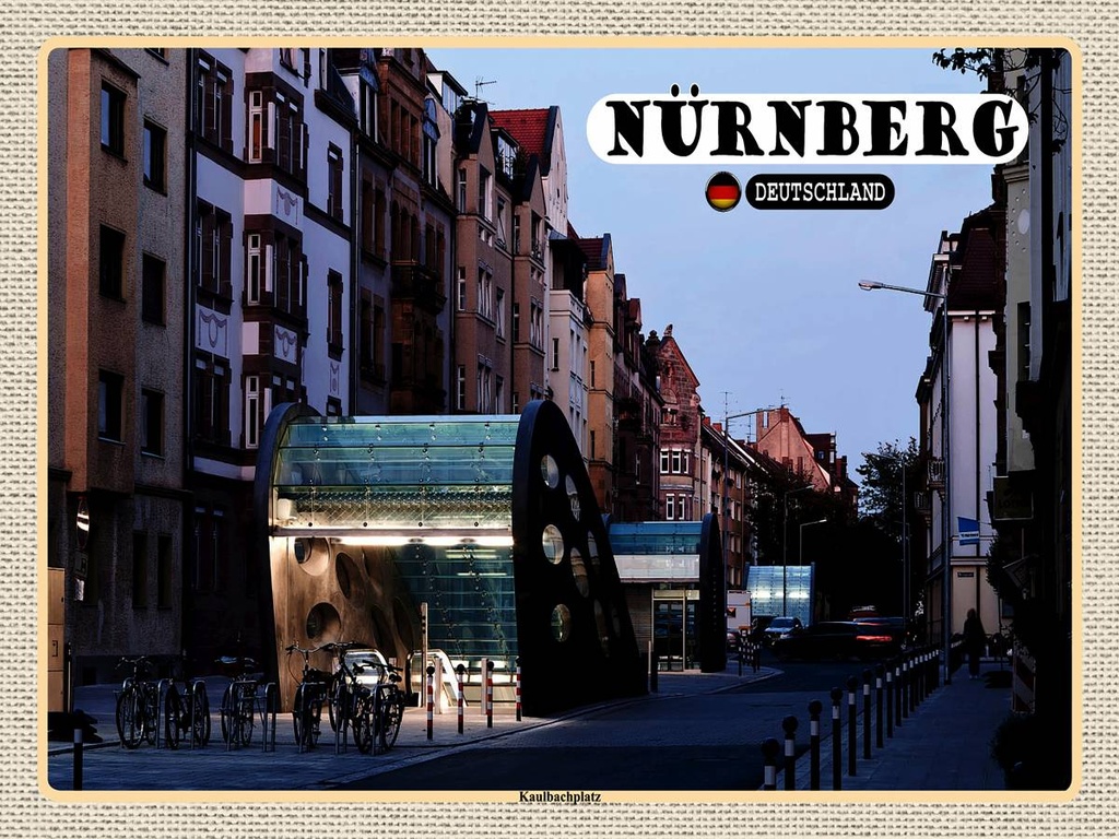 [LA-1792731-H] Holzschild 30x40 cm Nürnberg Kaulbachplatz Bildmotiv Reisemotiv Abenteuer Reisen