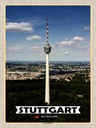 Holzschild 40x30 cm Stuttgart Fernsehturm Stadt Bildmotiv Reisemotiv Abenteuer Reisen