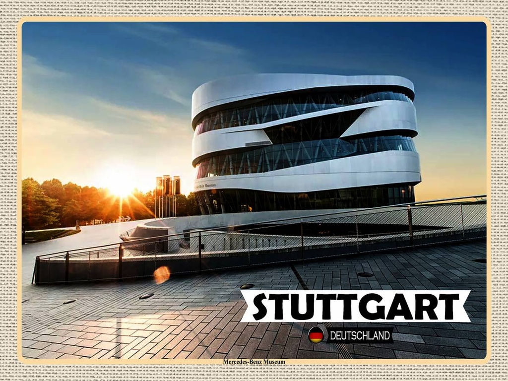 [LA-1792749-H] Holzschild 30x40 cm Stuttgart Mercedes-Benz Museum Bildmotiv Reisemotiv Abenteuer Reisen
