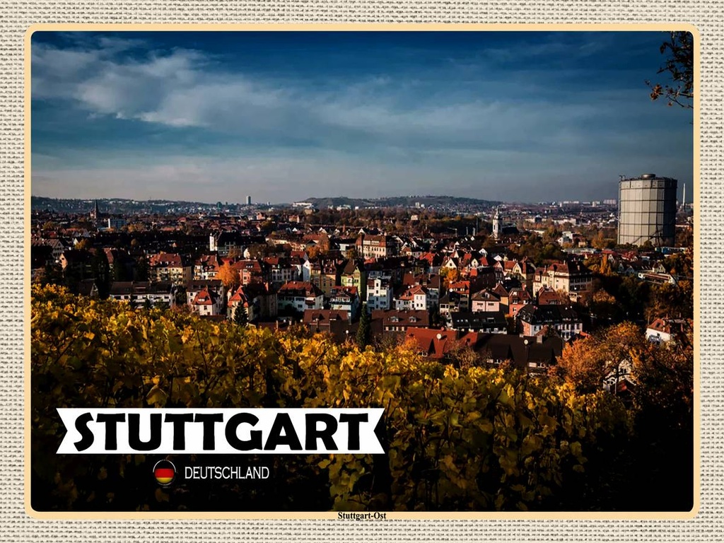 [LA-1792756-H] Holzschild 30x40 cm Stuttgart Ost Altstadt Natur Bildmotiv Reisemotiv Abenteuer Reisen