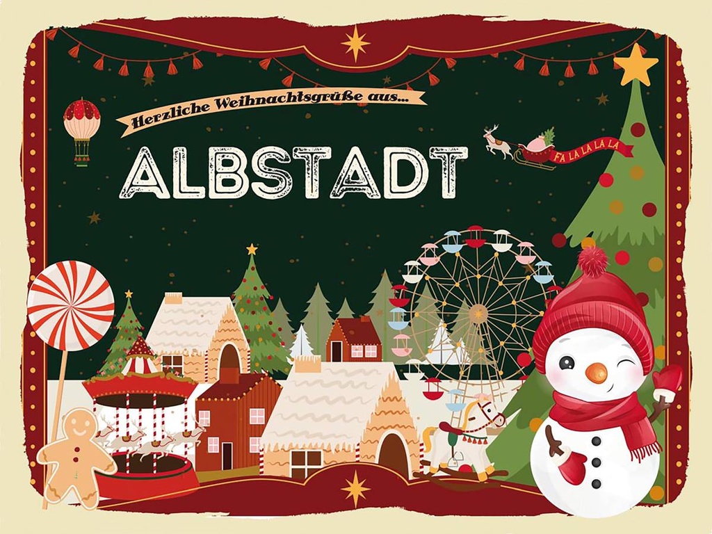 [LA-1792770-H] Holzschild 30x40 cm Weihnachtsgrüße aus Albstadt Weihnachten