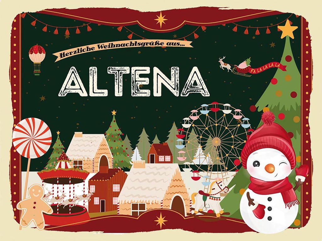 [LA-1792772-H] Holzschild 30x40 cm Weihnachtsgrüße aus ALTENA Weihnachten