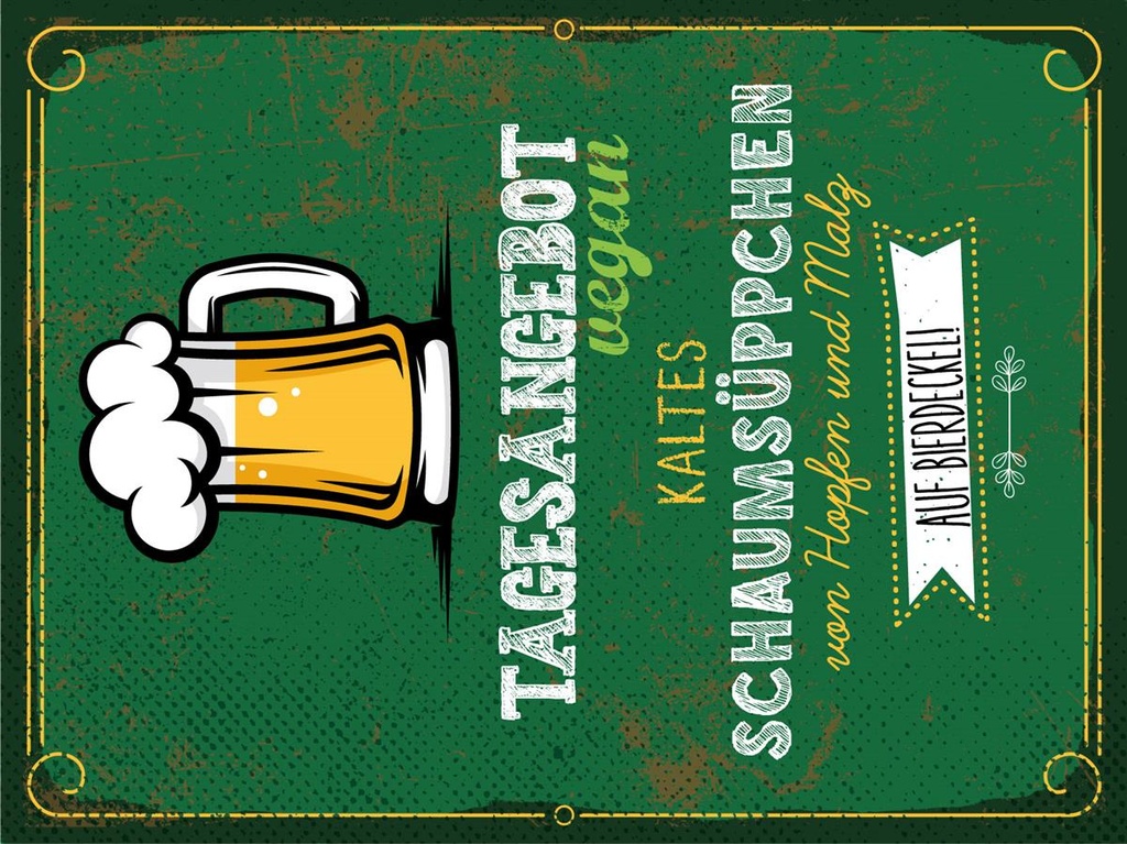 [LA-1812413-H] Holzschild 40x30 cm Bier Vegan kaltes Schaumsüppchen Deko Schild