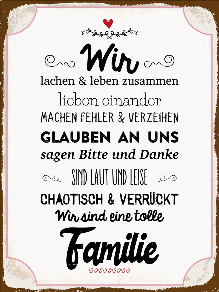 [LA-1812414-H] Holzschild 40x30 cm Wir lachen und leben zusammen Deko Schild