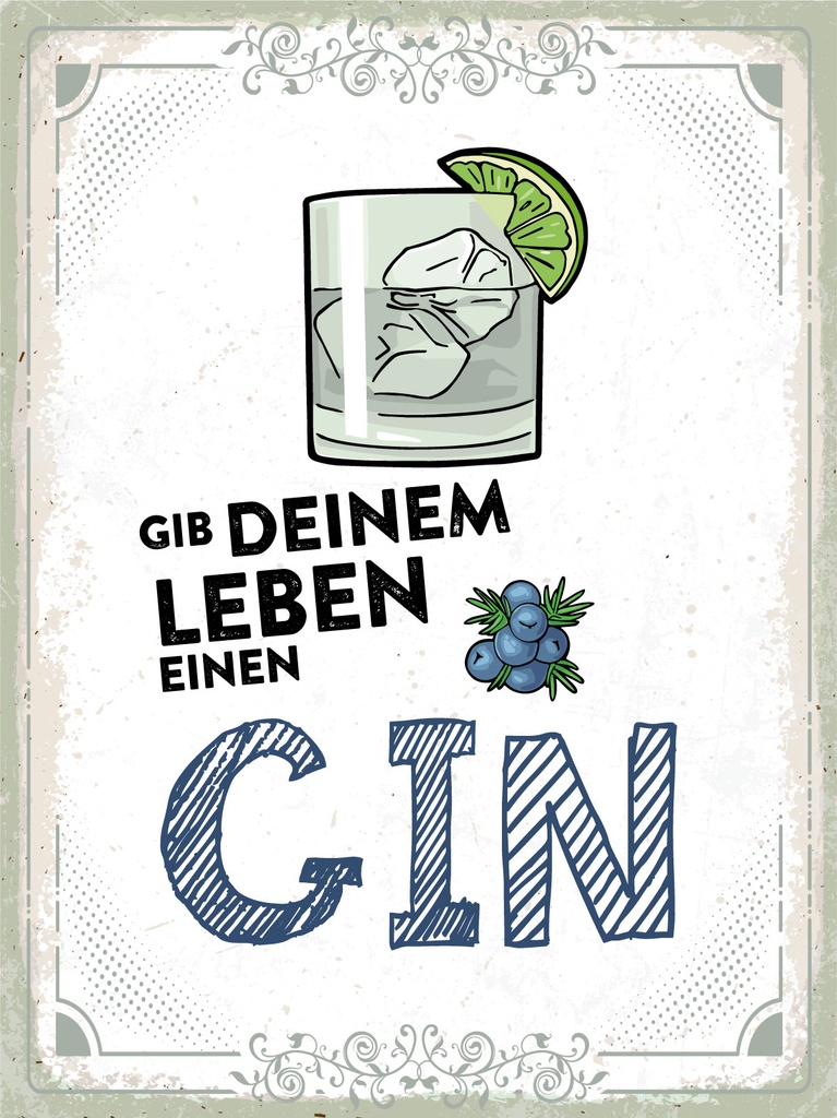 [LA-1812418-H] Holzschild 40x30 cm Gib deinem Leben einen GIN Deko Schild