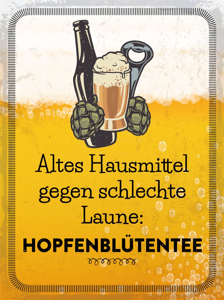 [LA-1812423-H] Holzschild 40x30 cm Altes Hausmittel Hopfenblütentee Deko Schild