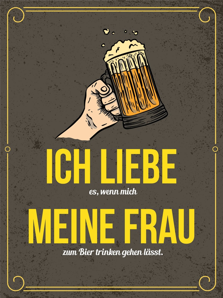 [LA-1812437-H] Holzschild 40x30 cm wenn mich meine Frau zum Bier trinken Deko Schild