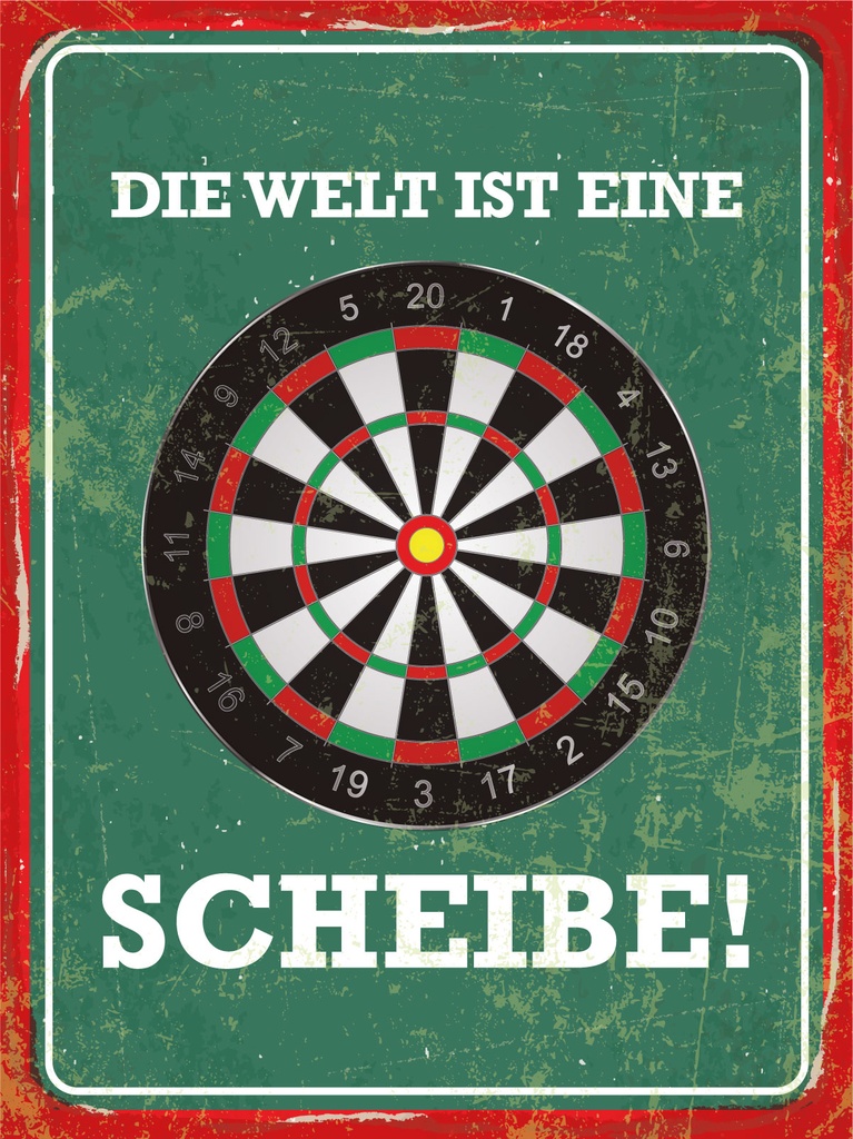 [LA-1812494-H] Holzschild 40x30 cm Die Welt ist eine Scheibe Dartscheibe Dart Schild