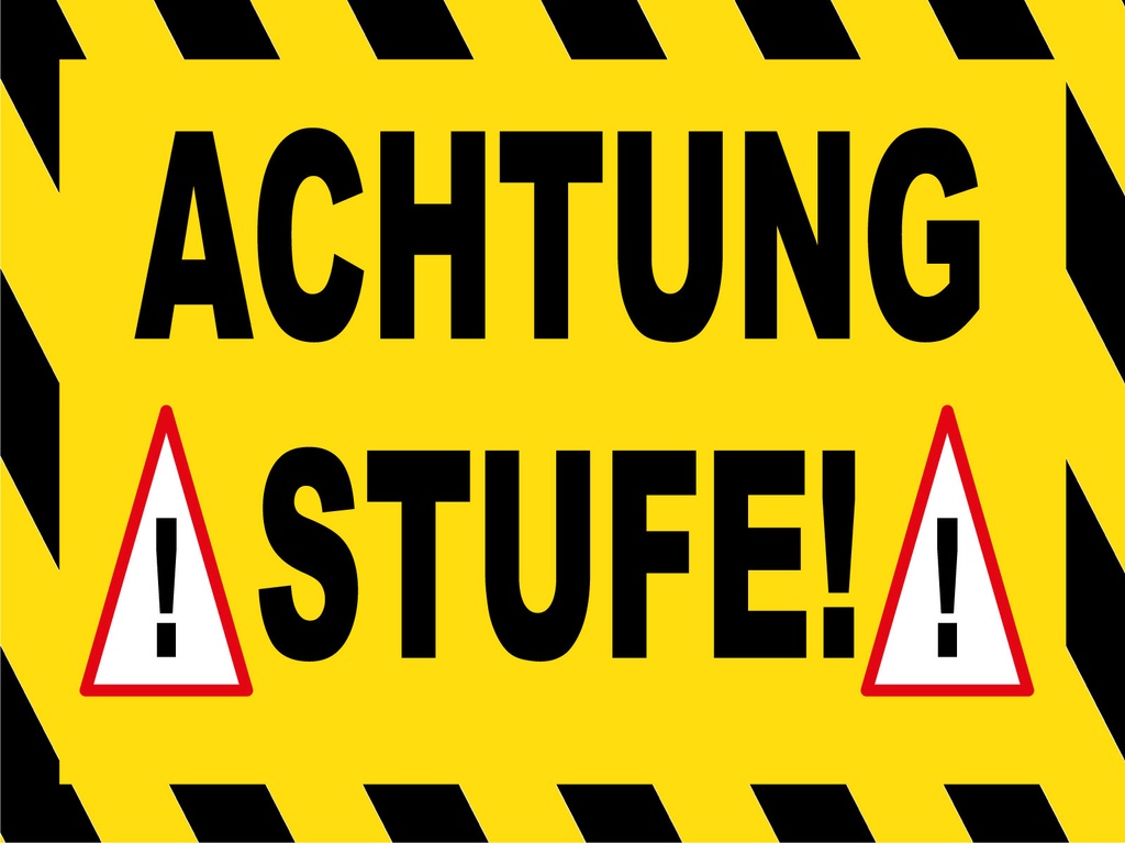 [LA-1812500-H] Holzschild 30x40 cm Achtung Stufe Ausrufezeichen Deko Schild