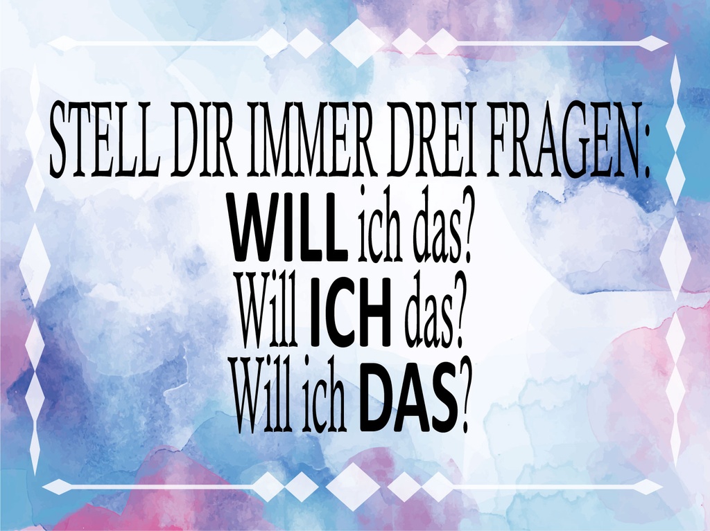 [LA-1812517-H] Holzschild 30x40 cm Blechschild Spruch 40x30cm stell dir 3 Fragen will ich das Deko