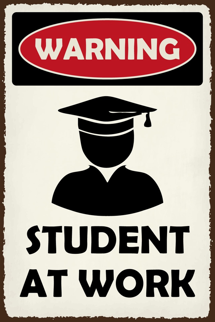 [LA-1812527-H] Holzschild 40x30 cm Student at work Schild