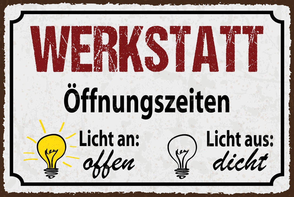 [LA-1812553-H] Holzschild 30x40 cm Werkstatt Öfnungszeiten Schild