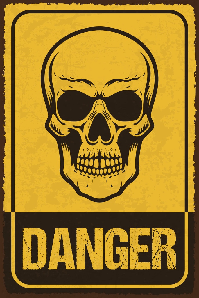 [LA-1812564-H] Holzschild 40x30 cm Danger skull Schild