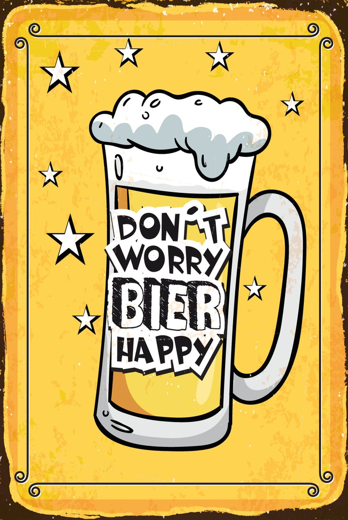 [LA-1812579-H] Holzschild 40x30 cm Don’t worry Bier happy Schild