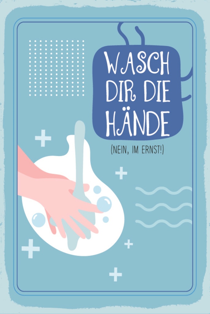 [LA-1812586-H] Holzschild 40x30 cm Wasch dir die Hände Schild