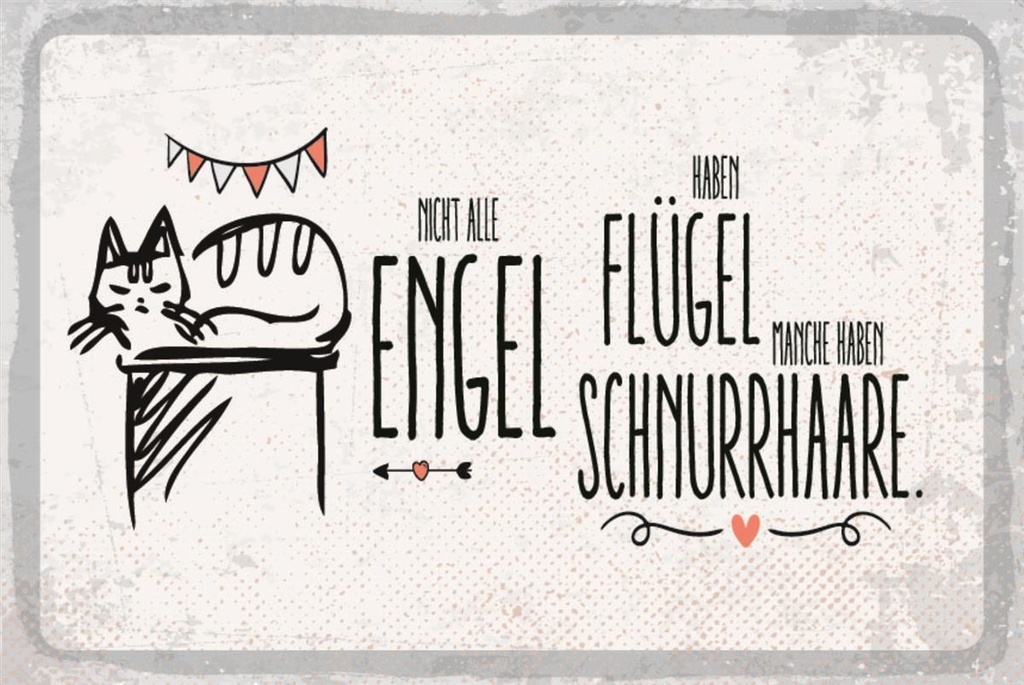 [LA-1812607-H] Holzschild 30x40 cm Engel Flügel Schnurrhaare Schild
