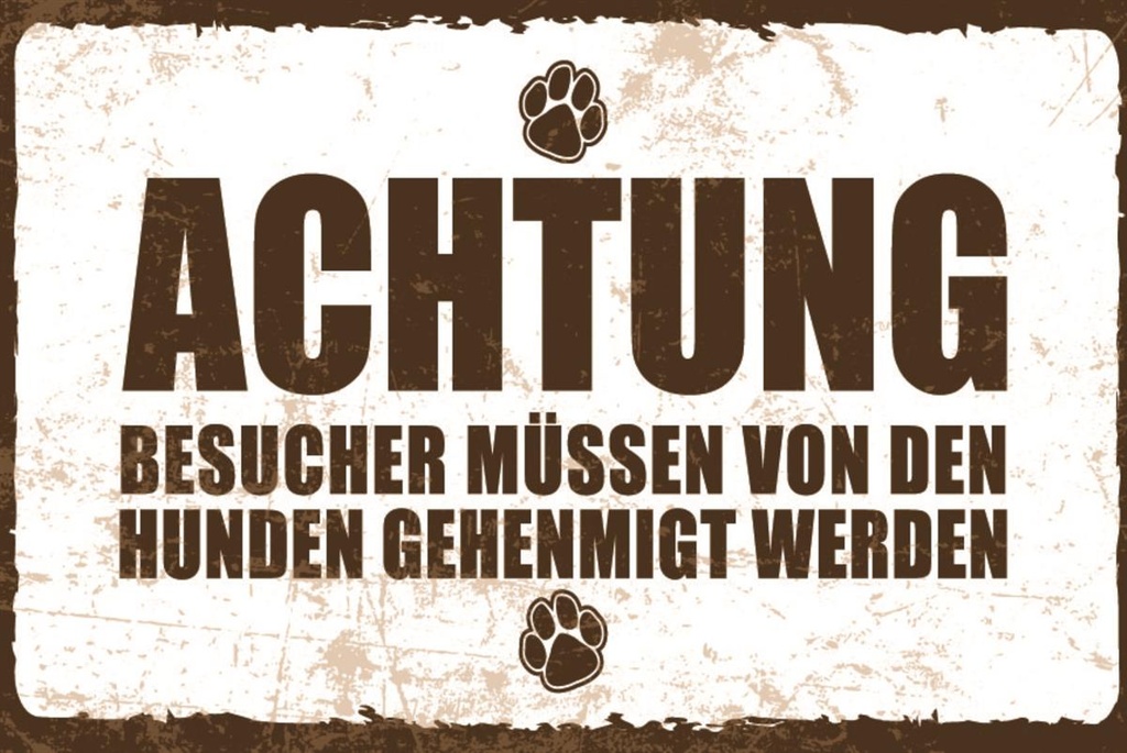 [LA-1812622-H] Holzschild 30x40 cm Hunde Besucher genehmigen Schild