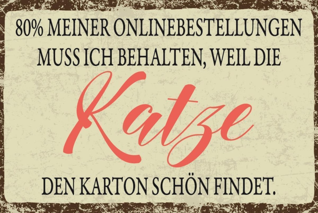 [LA-1812624-H] Holzschild 30x40 cm Karton behalten Katze Schild