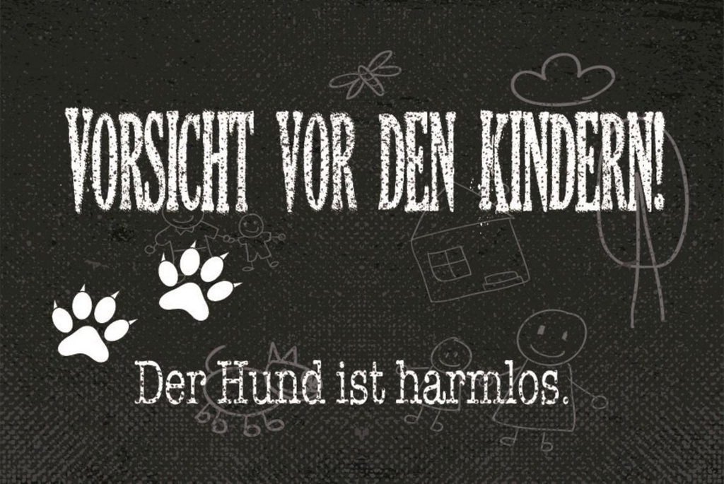[LA-1812632-H] Holzschild 30x40 cm Vorsicht Kinder Hund harmlos Schild