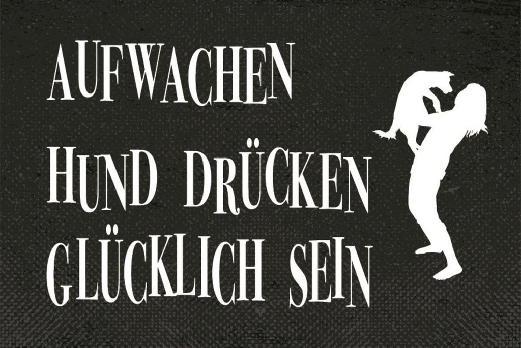 [LA-1812640-H] Holzschild 30x40 cm Aufwachen Hund drücken Schild