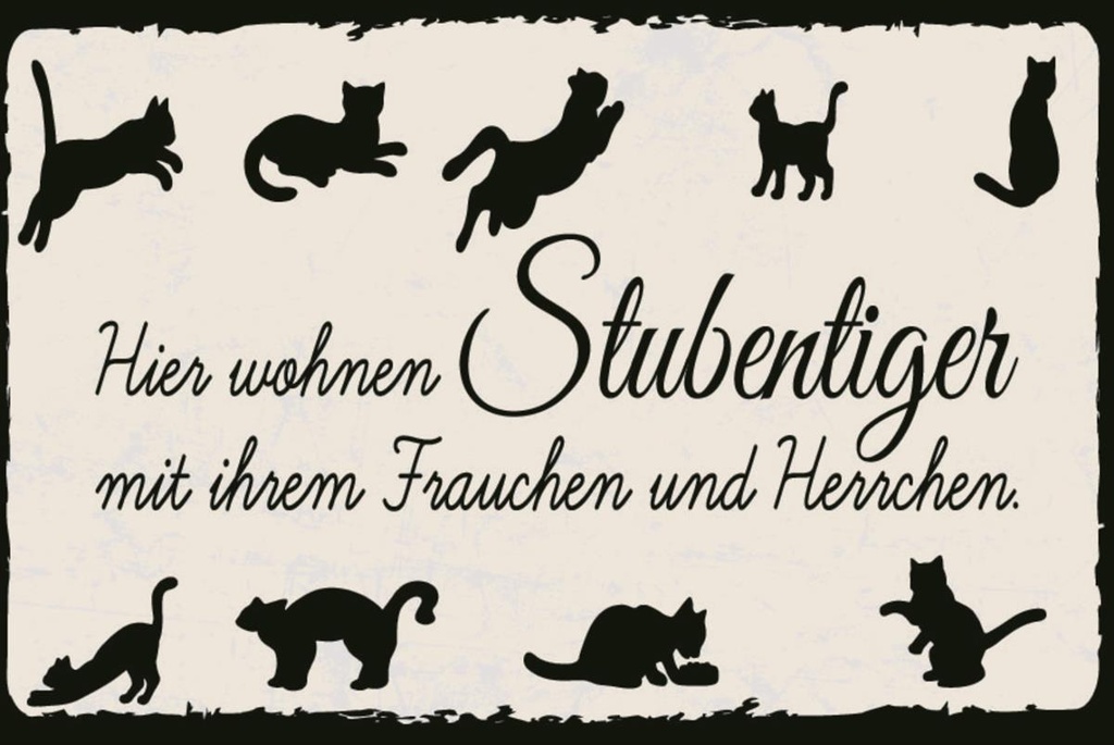 [LA-1812642-H] Holzschild 30x40 cm Hier wohnen Stubentiger Schild