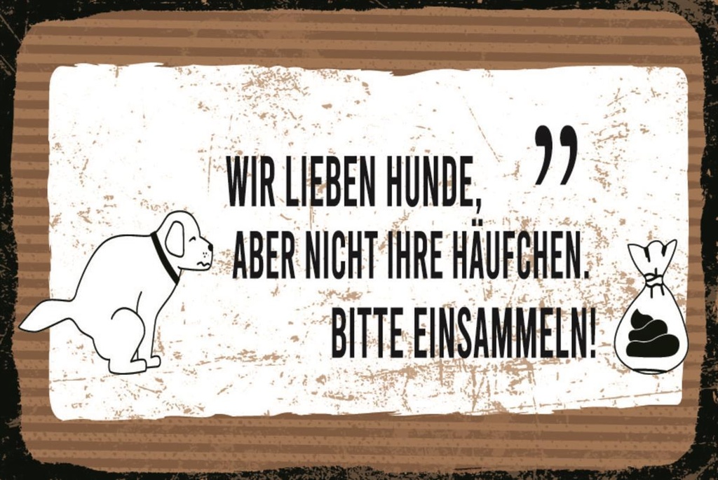 [LA-1812654-H] Holzschild 30x40 cm Häufchen bitte einsammeln Schild