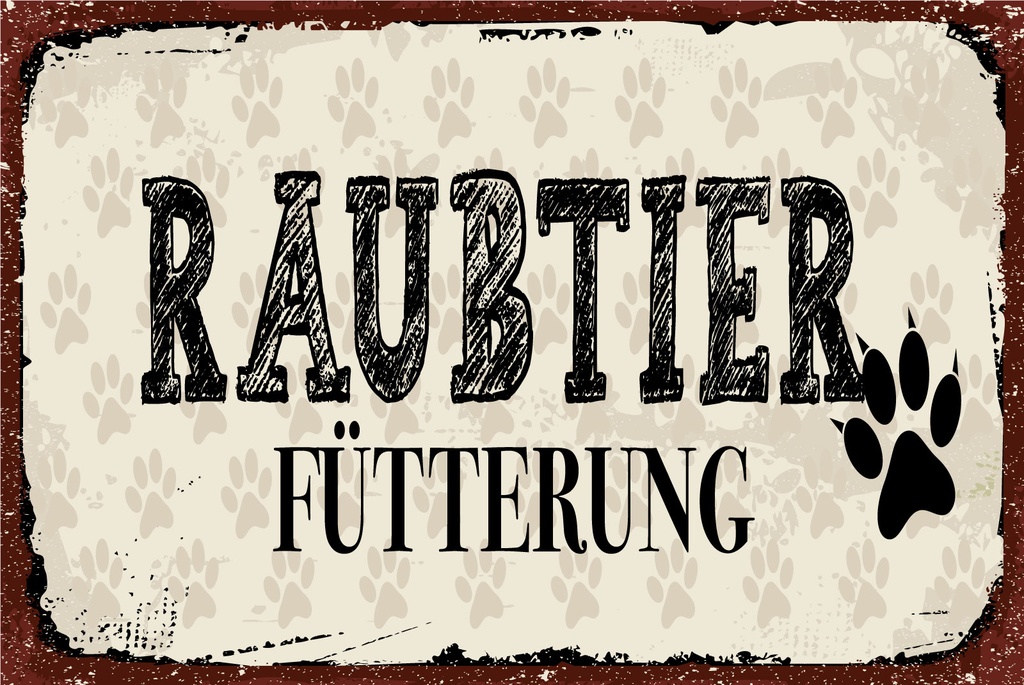 [LA-1812695-H] Holzschild 30x40 cm Raubtier Fütterung Schild