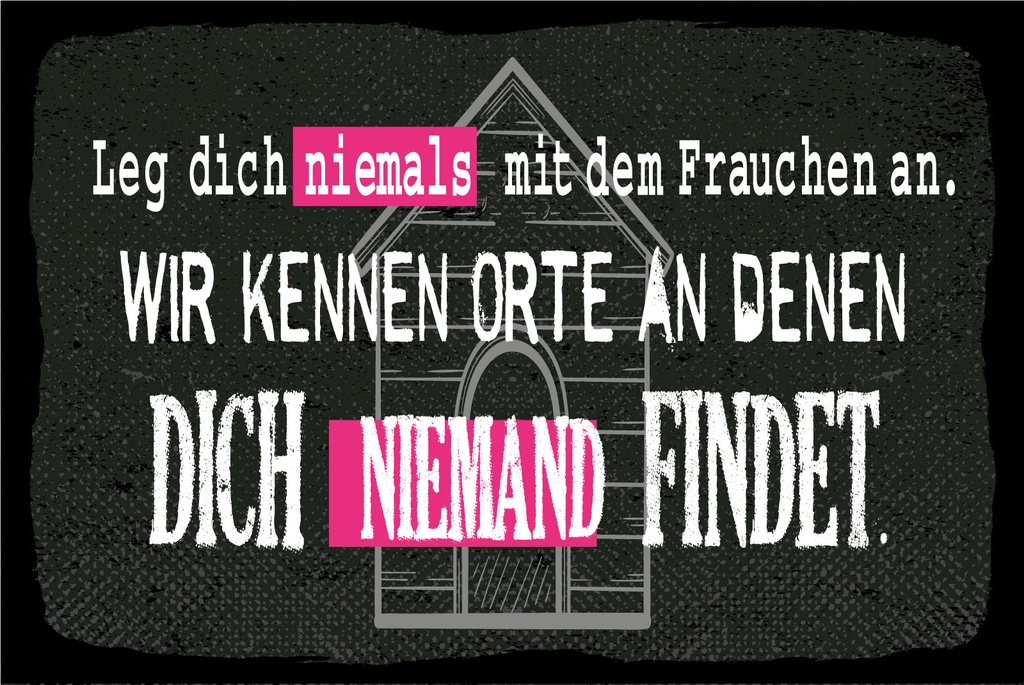 [LA-1812704-H] Holzschild 30x40 cm Leg dich niemals mit Frauchen an Schild