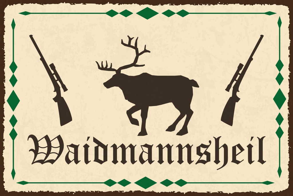 [LA-1812724-H] Holzschild 30x40 cm Waidmannsheil Jäger Gruß Deko Schild