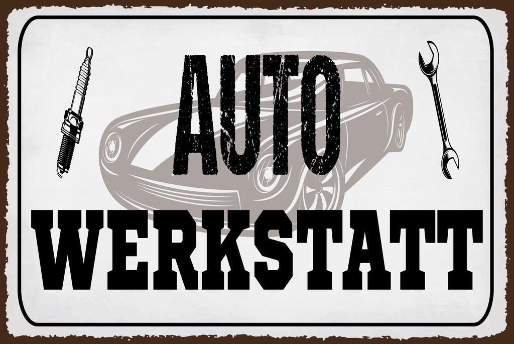 [LA-1812740-H] Holzschild 30x40 cm Auto Werkstatt Werkzeug Deko Schild