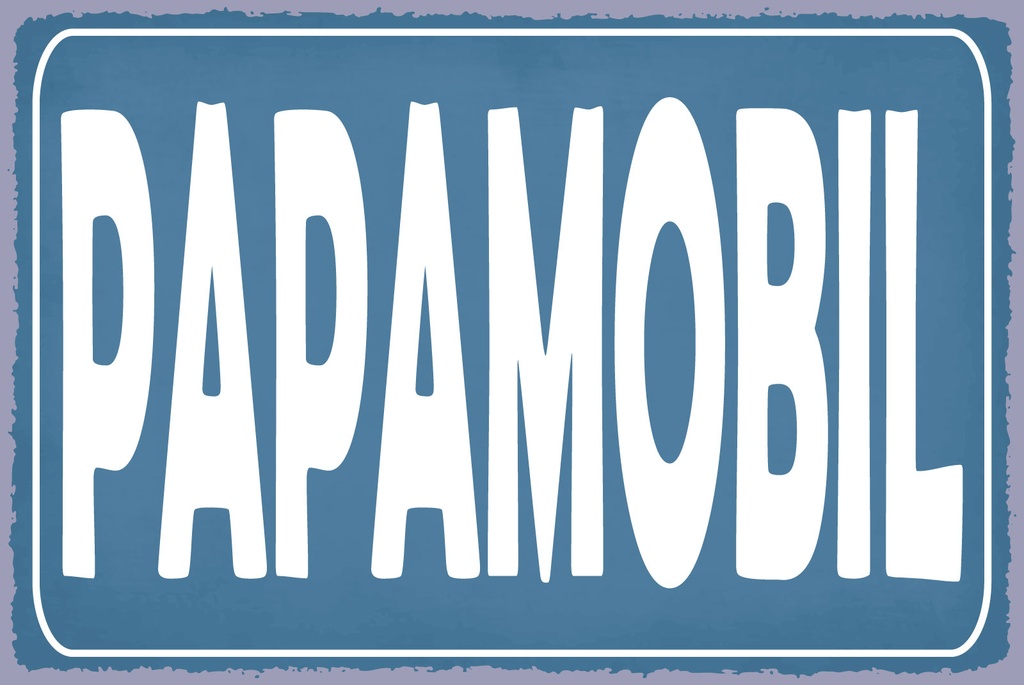 [LA-1812749-H] Holzschild 30x40 cm Papamobil blaues Deko Schild