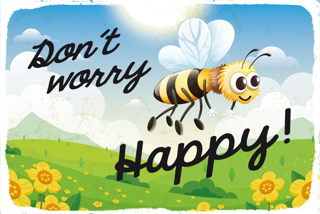 [LA-1812767-H] Holzschild 30x40 cm Don´t worry bee happy Biene Wiese Deko Schild