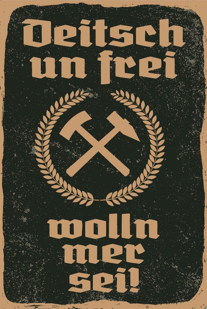 [LA-1812802-H] Holzschild 40x30 cm Deitsch un frei wolln mer sei Hammer Sichel Schild