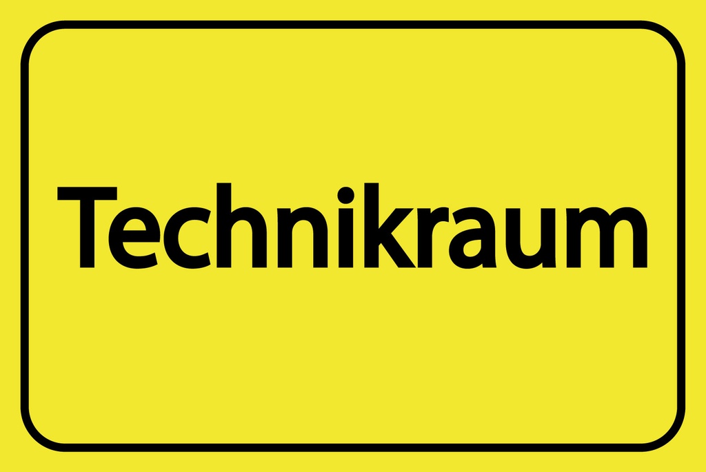 [LA-1812806-H] Holzschild 30x40 cm Technikraum gelbes Schild