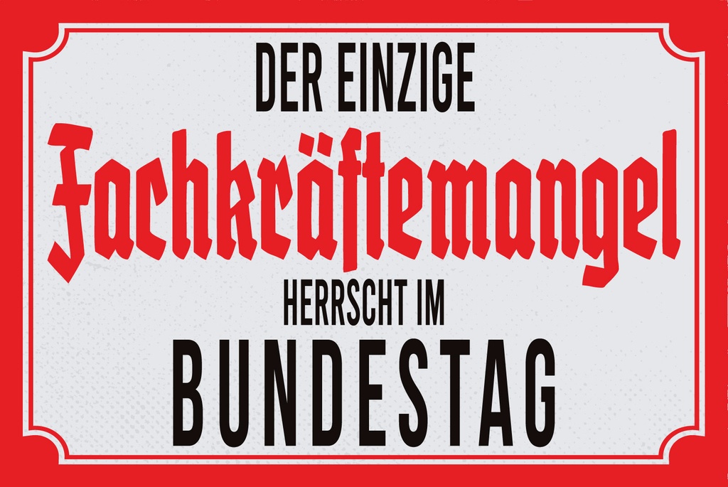 [LA-1812815-H] Holzschild 30x40 cm Der einzige Fachkräftemangel herrscht im Bundestag