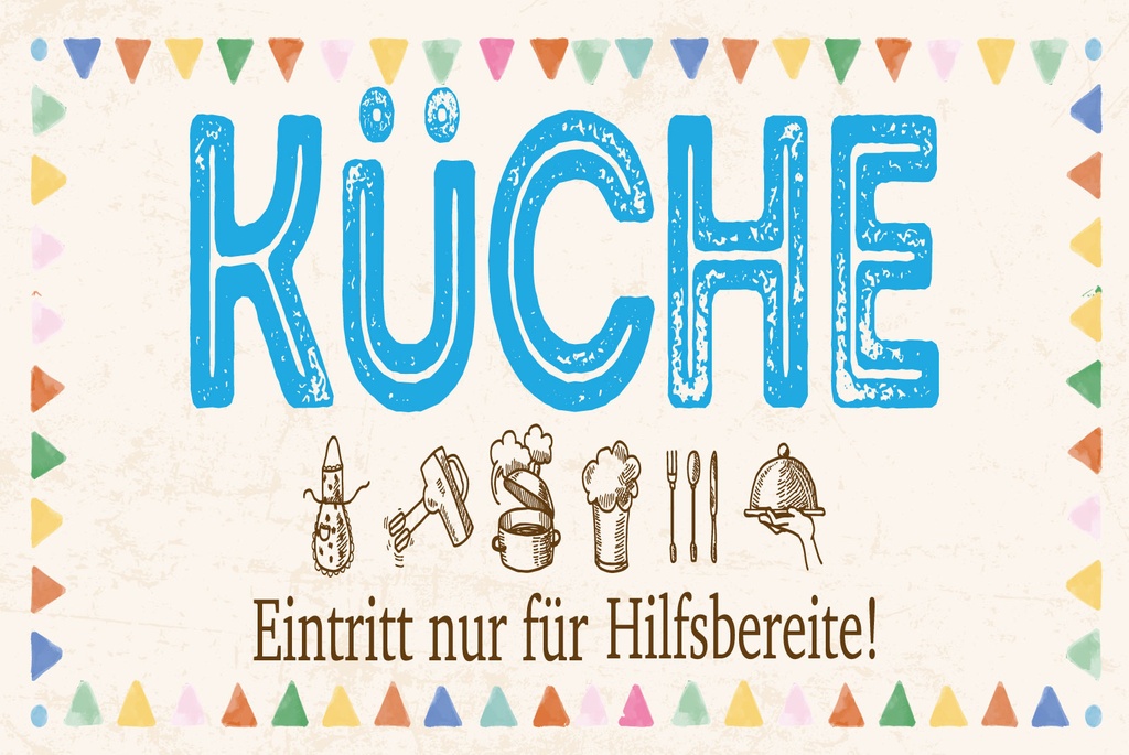 [LA-1812828-H] Holzschild 30x40 cm Küche Eintritt nur für Hilfsbereite Deko Schild