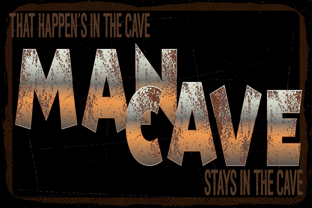 [LA-1812833-H] Holzschild 30x40 cm That happen´s in Man cave braunes Deko Schild