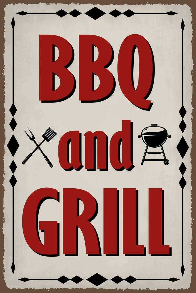 [LA-1812875-H] Holzschild 40x30 cm BBQ and Grill Deko Schild