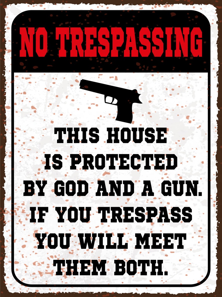 [LA-1812915-H] Holzschild 40x30 cm No Trespassing This house ist protected Schild