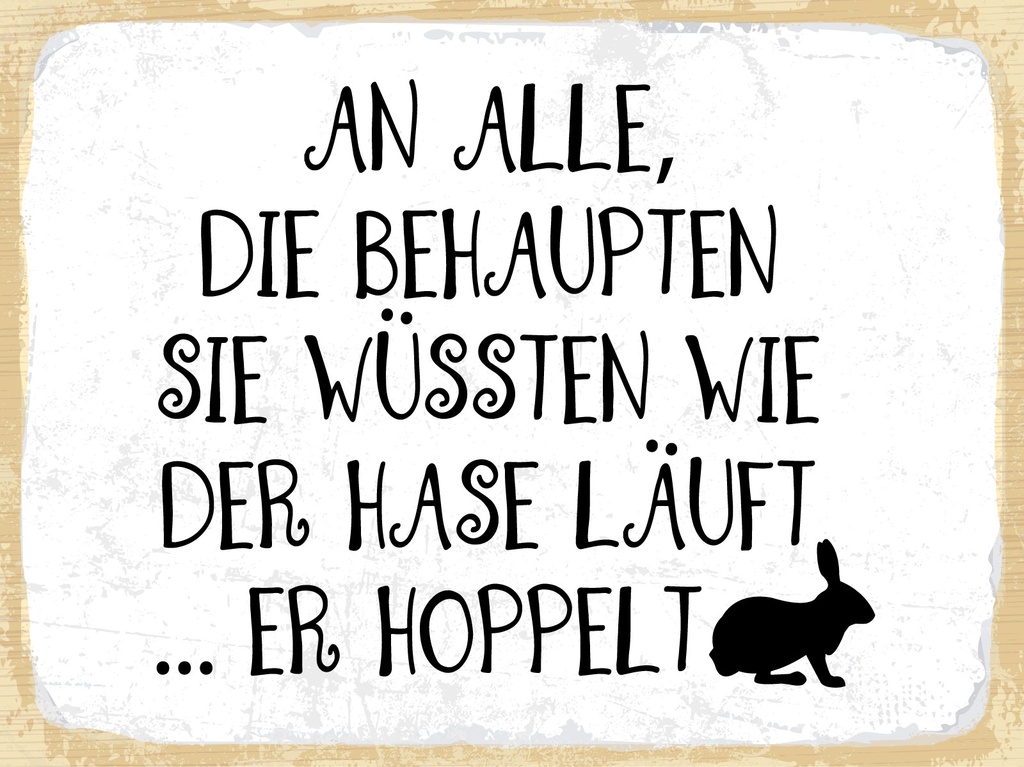 [LA-1812943-H] Holzschild 30x40 cm Der Hase Läuft er hoppelt Deko Schild