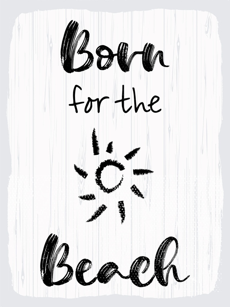 [LA-1813014-H] Holzschild 40x30 cm Born for the beach weißes Deko Schild