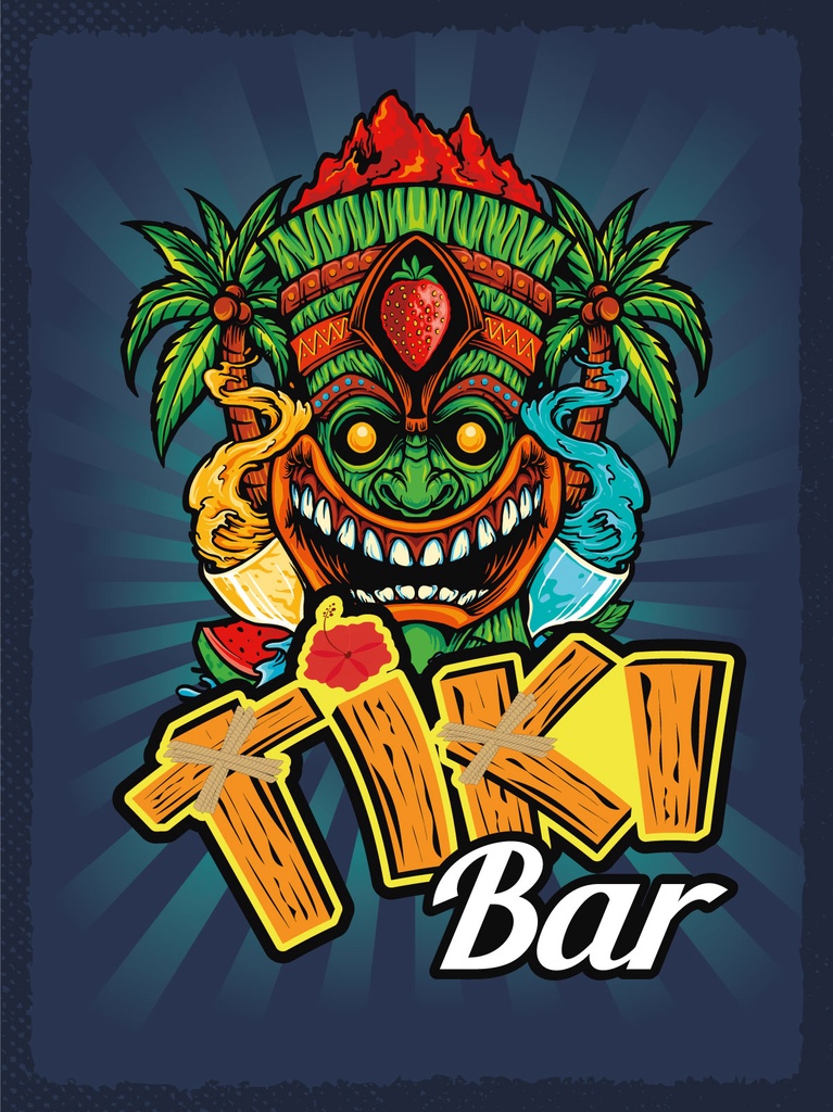 [LA-1813018-H] Holzschild 40x30 cm Tiki Bar buntes Deko Schild