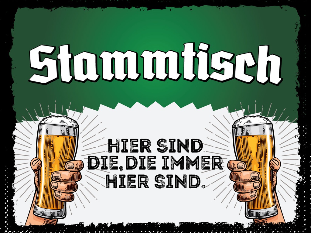 [LA-1813049-H] Holzschild 30x40 cm Stammtisch Weizen Biergläser Deko Schild