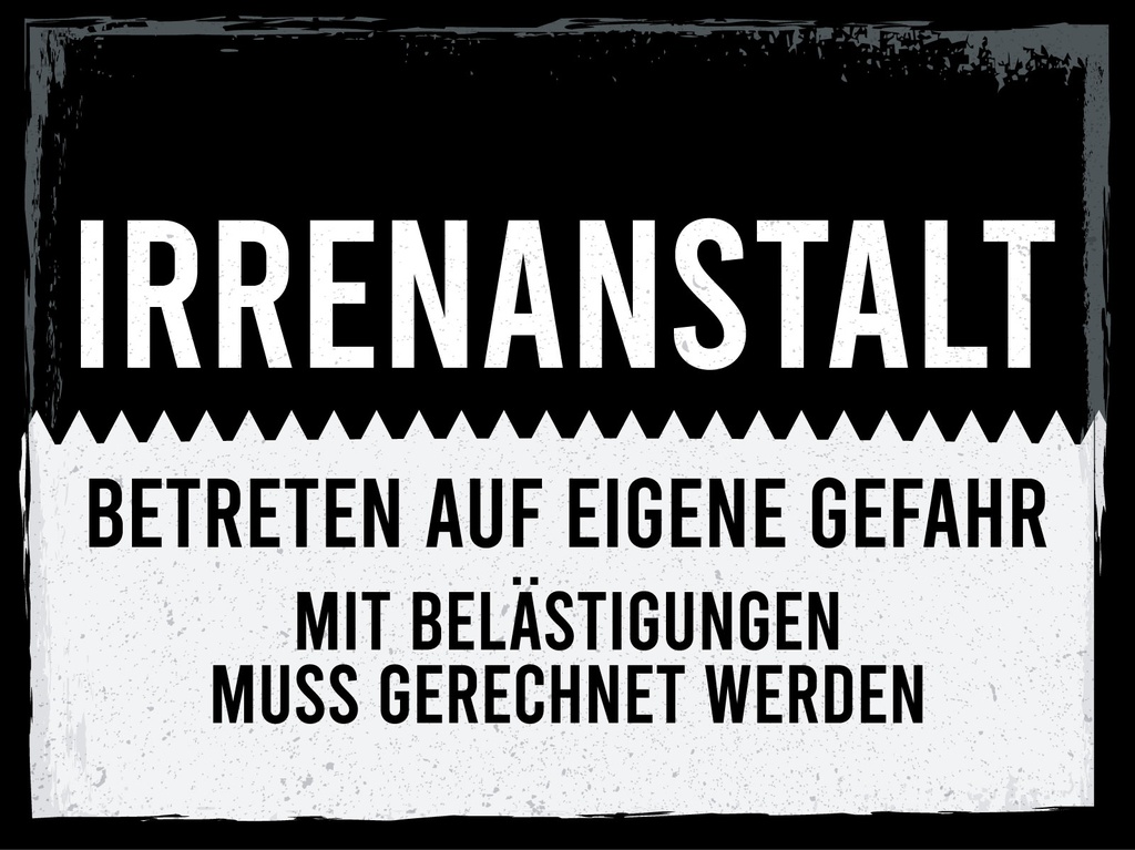 [LA-1813050-H] Holzschild 30x40 cm Irrenanstalt Betreten auf eigene Gefahr Deko Schild