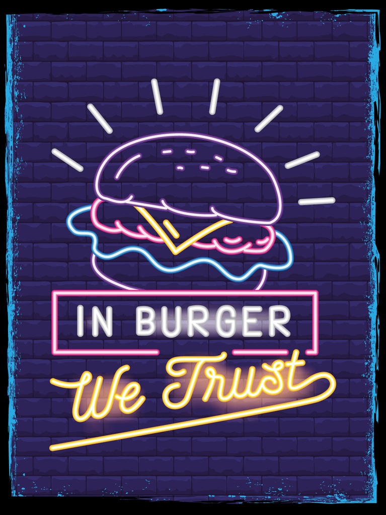 [LA-1813074-H] Holzschild 40x30 cm In Burger we trust Deko Schild