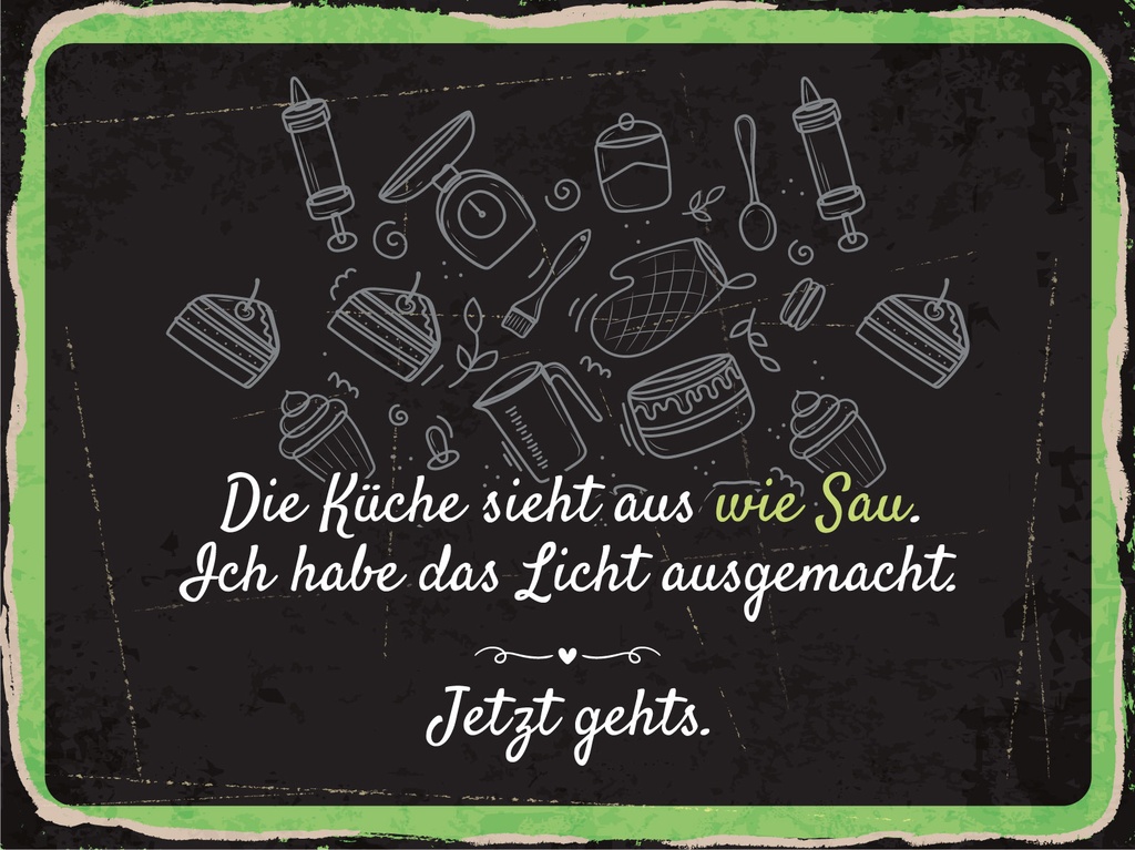 [LA-1813089-H] Holzschild 30x40 cm Die Küche sieht aus wie Sau Licht aus Deko Schild