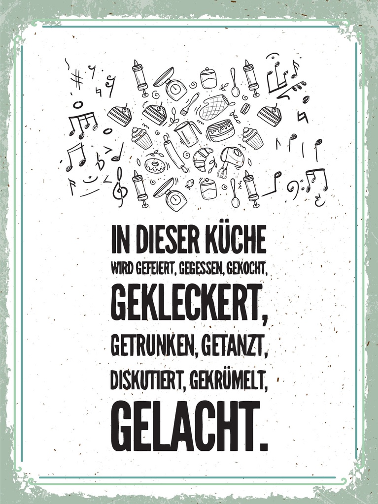 [LA-1813090-H] Holzschild 40x30 cm In dieser Küche wird gefeiert, gegessen gekocht