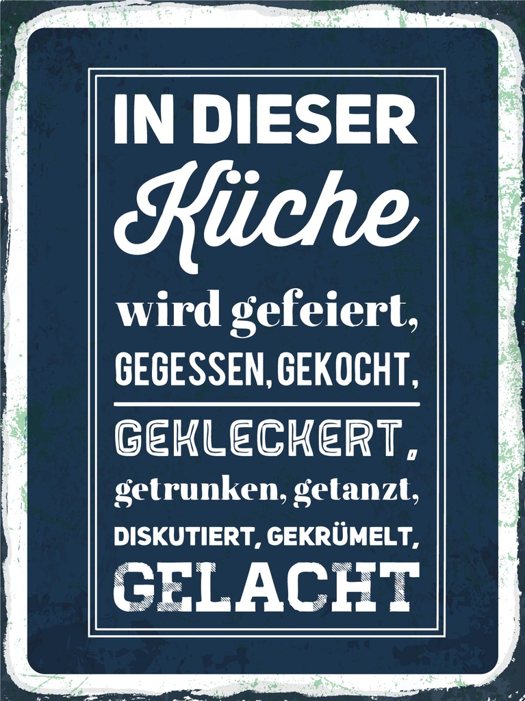 [LA-1813093-H] Holzschild 40x30 cm In dieser Küche wird gefeiert, gegessen, gekleckert